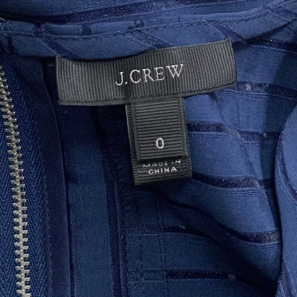 J Crew Top Women's Size 0 Blue Striped Burnout Mesh Zip Up Short Sleeve Blouse - Picture 5 of 8